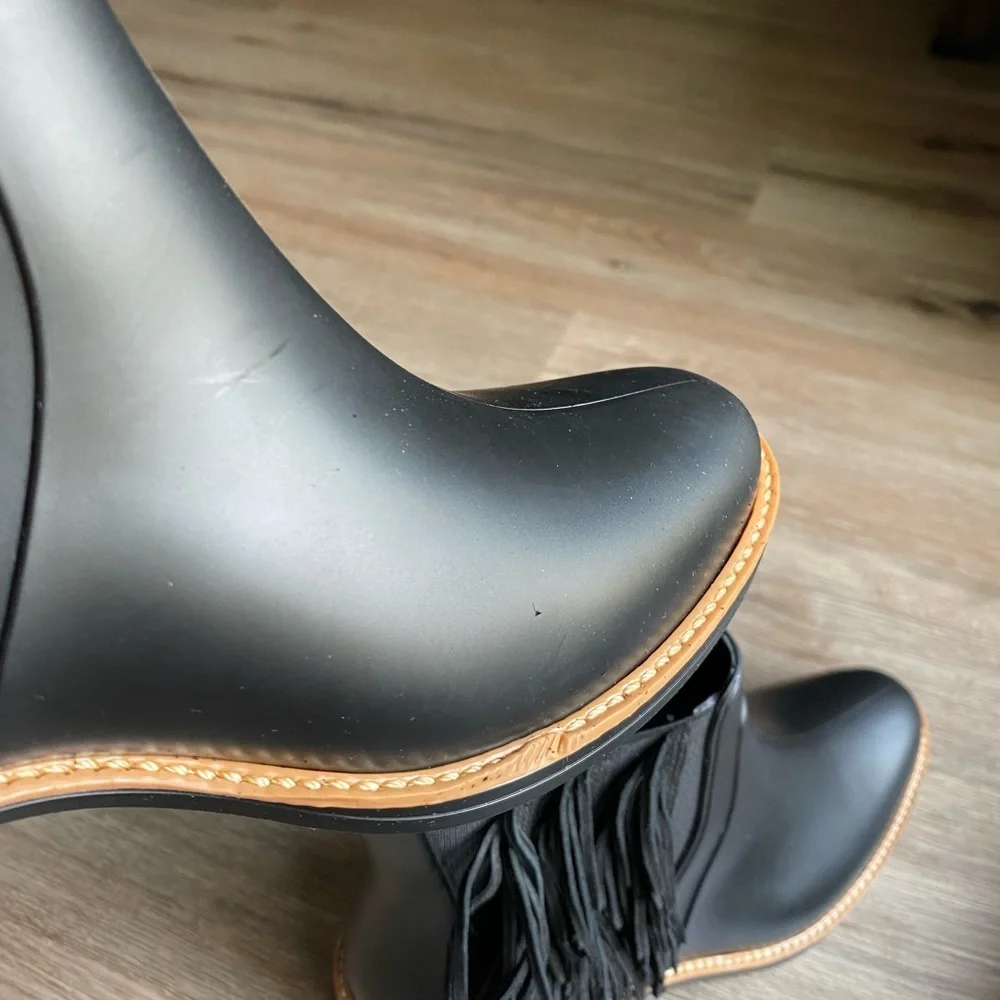 Bernardo Penney Rain Boot With Fringe In Black Size 6 - Picture 14 of 14